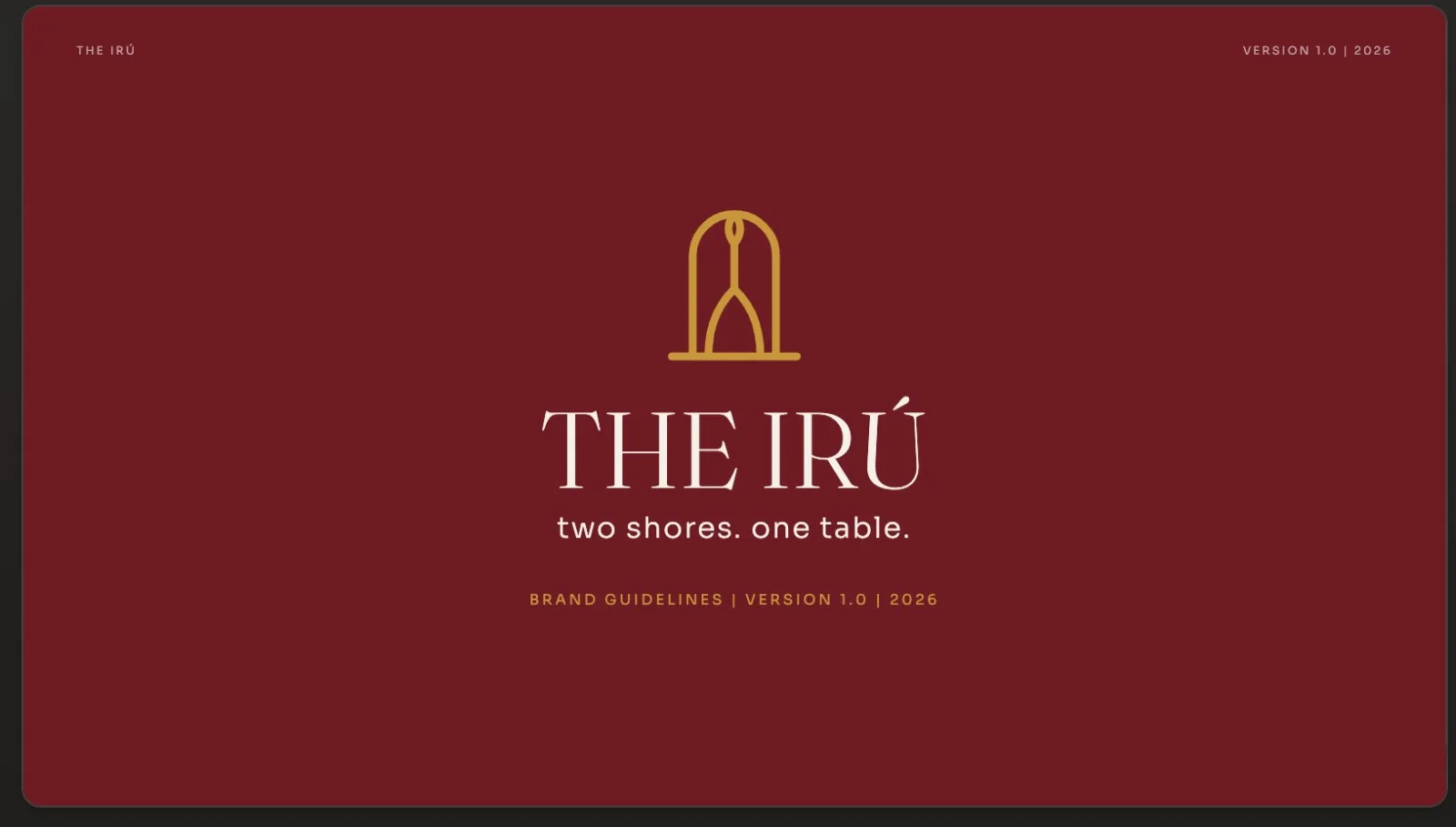 The locked lockup on the Oxblood cover: arch mark, wordmark and the lowercase tagline.