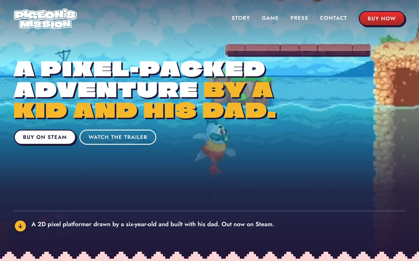 The Pigeon's Mission game site home page