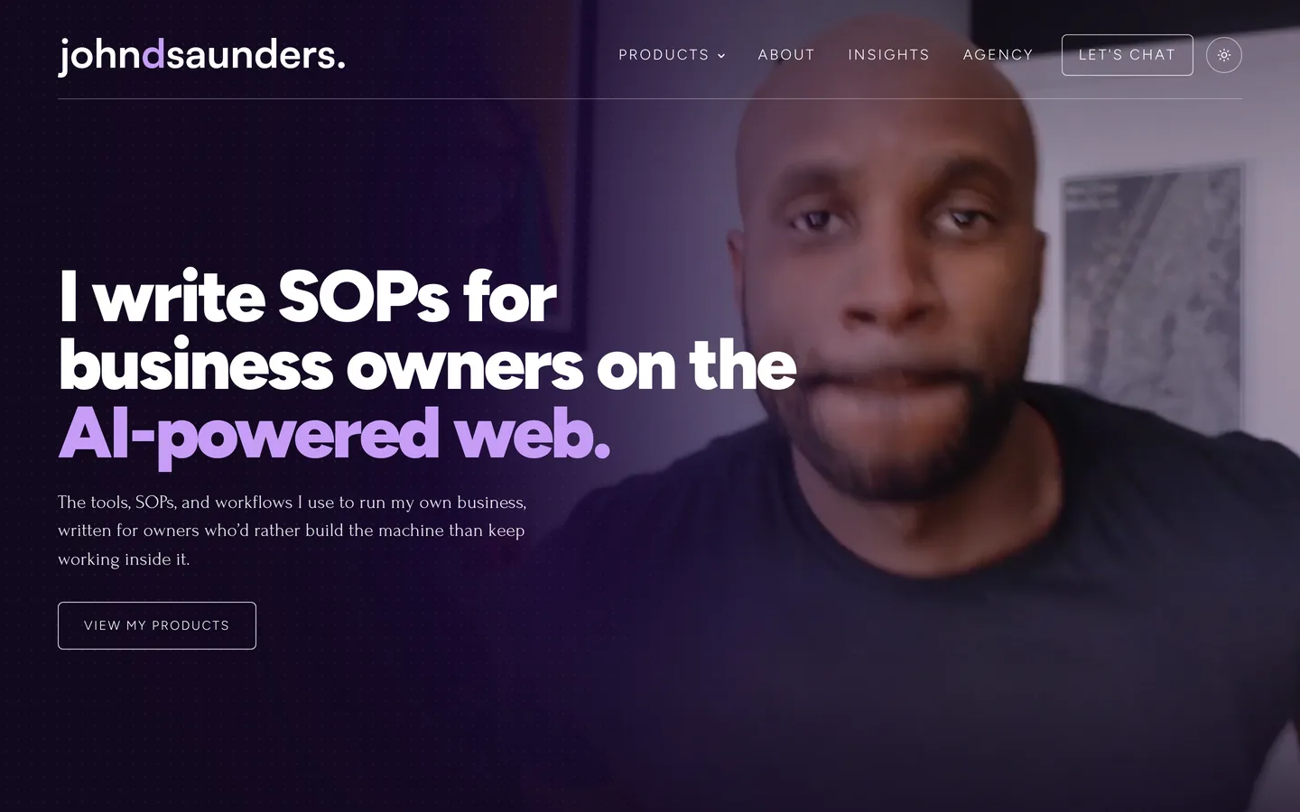 johndsaunders.co homepage on desktop